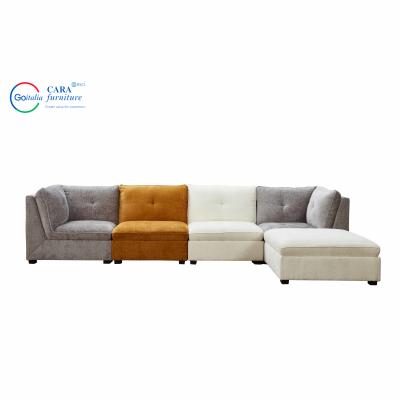 China Breathable Velvet Combination Modern Corner L Shape Luxury Sectional Sofa For Living Room for sale