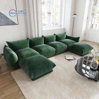 China Custom Light Luxury Style Fabric L Shaped Corner Sofa Living Room Sofas Green Velvet for sale