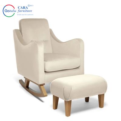 China Solid Wood Leg Fabric White Footstool Modern Rocking Living Room Chairs For Adults for sale