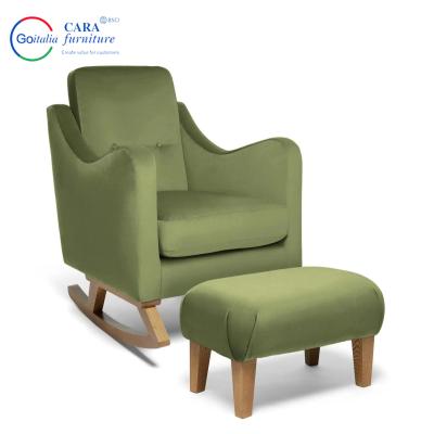 China Soft Footstool Adult Furniture Balcony Fabric Green Furniture Rocking Chair For Living Room for sale