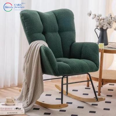 China Durable Metal Wood Leg Luxury Fabric Armchairs Modern Furniture Living Room Rocking Chair for sale