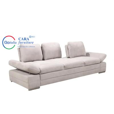 China Europe Style Soft Fabric 3 Seat Sofa Furniture Adjustable Armrest Modern Sofa Bed With Storage for sale