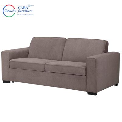 China Diseño sencillo apoyabrazos doble tela gris claro sofá plegable King Size cama sofá de lujo Muebles de cama en venta