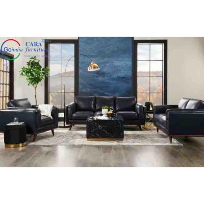 China Home Hotel Apartment Furniture Sofa Set Resistant Dirt Wooden Leg Black Pu Leather Sofa for sale