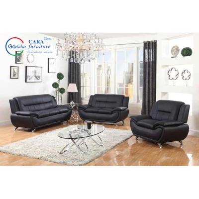 China Black New Elegance 3Pcs Luxury Home Chair Recliner Sofa Set Leather Sofa Living Room Furniture for sale