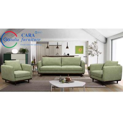 China OEM 3Pcs Multi Seater Holzrahmen Weiß grüner Leinen Stoff Sofa Set Wohnzimmer Möbel Sofa zu verkaufen