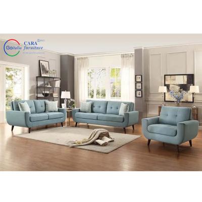 China ODM Minimalism 3Pcs Upholstered Sofa Wood Legs High Density Living Room Furniture Fabric Sofa Sets for sale