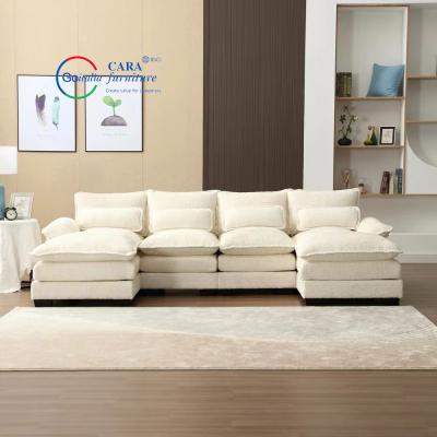 China 30023 High End Soft Simple Style White Fabric U Shape Hot Sale Furniture Luxury Sofas For Living Rooms for sale