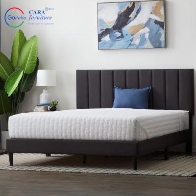 China Comfortable Style Soft Bed Black Solid Wood Board Double Queen Bed Frame For Bedroom for sale