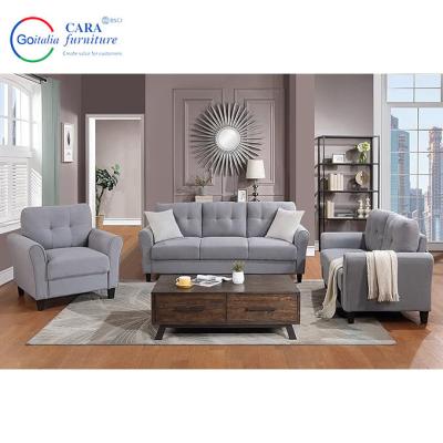 China Minimalist Furniture Set Sofa Living Room With Light Gray Fabric And Corner Style for sale