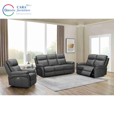 China 21189 Business Style Adjustable Home Living Room Furniture Leather Sofa Set Grey Black for sale