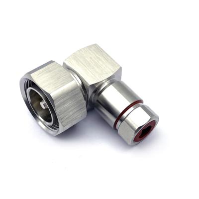 China Brass Connector 7/16 Din Male RF Connector Right Angle Flange For 1/2 Super Flexible Cable for sale