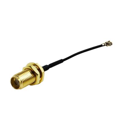 China IP67 SMA Connector Brass Bulkhead To UFL Coaxial Connector With Mini 1.13 Cable Assembly for sale