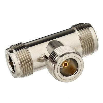 China Brass N Male To Dual Female N RF Adapter Coaxial Connector T Type 3 Way Adapter for sale