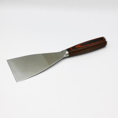 China Unique Multi Function Tool Design Stainless Steel Tool Putty Knife Scraper With Synthetic Color Wood Handle for sale