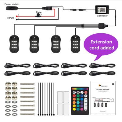 China Automobile Lamp Car Led neon light remote control wheel light SUV rock light RGB waterproof 12V for sale