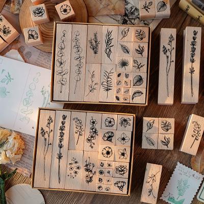 China Hot Sale DIY Craft and Craft Scrapbooki Diary Wood Mounted Rubber Stamps Plants and Decorative Flower Wooden Rubber Stamp Set for DIY Craft Diary and Craft Scrapbooki for sale