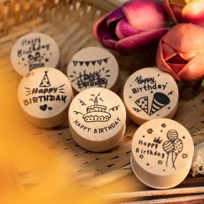 China Diary diary hand-decorated new retro wooden rubber stamp craft diy letters diary diary hand-decorated wooden stamps happy birthday stamp for sale