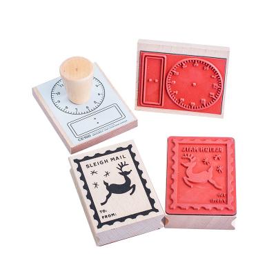 China Wholesale Children's Toy Christmas Cartoon Toy Stamp Elements Retro Customization Stamp Registry Hand DIY Seal Creative Wood Seal Stamp for sale