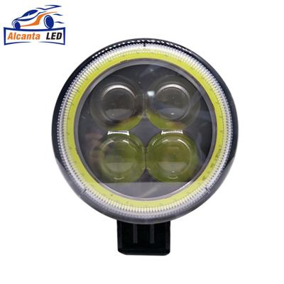 China 3 Inch Aluminum 12W LED Work Light Angel Eyes Round Spotlight White Red Blue Green DRL 12-24V For Motorcycle SUV Truck ATV Pickup Car Bus for sale