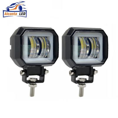 China Aluminum Alloy 3 Inch 20W LED Square Work 12V 24V Spotlights Angel Eyes Light Bar DRL Waterproof Portable Fog Lamp For Road Car Boat for sale