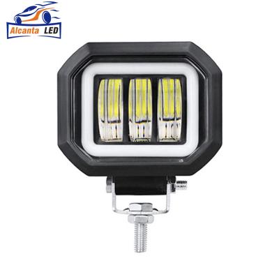 China 4 Inch 30W Square Aluminum Spotlight 4 Inch 30W LED Spotlight Portable Angel Eyes DRL LED Offroad Light 12V 24V For Vehicle Tractor ATV Motorcycle for sale