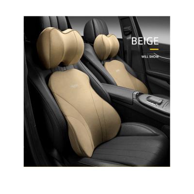 China Luxury Wholesale Custom Super Comfortable Car Headrest Neck Pillow and Lumbar Support Pillow Set for sale