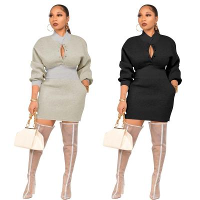 China European and American Women's S to 2XL High Collar Sweater Hip Wrap Breathable Dress for sale