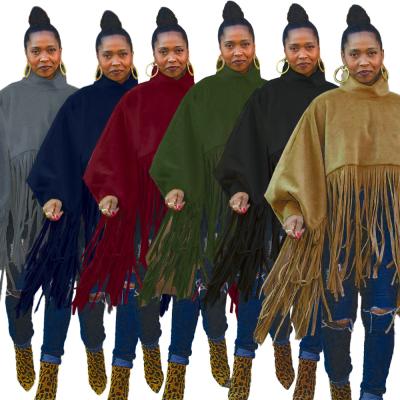 China 5XL European Amazon And American Hot Solid Color Women Fashion Long Sleeve Fringed Jacket Top S Lantern Sleeve S for sale