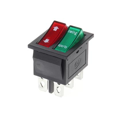 China Position 3 On--On Double Button Rocker Switch 6 Pin Terminal Brass Double Button KCD6 for sale