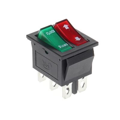 China Wholesale Manufacture Double Button Rocker Switch With Indicator 6 Pins Double Pole Double Throw Boat Switch Panel KCD6 for sale