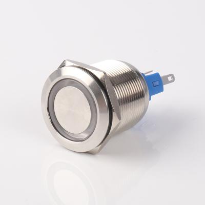 China Stainless Steel 22mm 6 Pin Metal Push Button Switch Small Flat Head Push Button Switch Stainless Steel With Lamp for sale