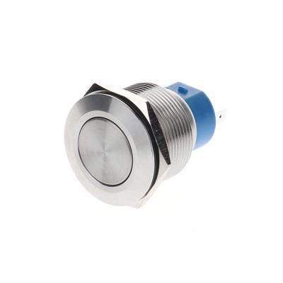 China Stainless No Lamp Waterproof Self-Latching Momentary Flat Head Push Button Switch for sale