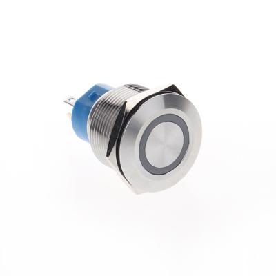 China 22mm Stainless Steel Flat Head Illuminated 5 Pin With Light Metal Led Metal Self-Latching Push Button Switch for sale