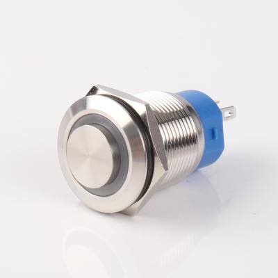 China High Head Stainless Steel Stainless Steel With Lamp 19mm 24 Volt Knob Switch Metal Two Way Push Button Switches for sale