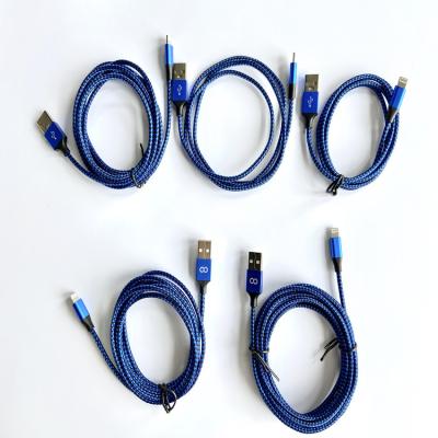 China Mobile phone types big promotion nylon braided 5packs 1m 2m 3m usb charging cable for apple for iphone for sale