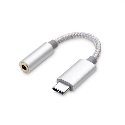 China Customize Audio Type C Earphone Cable Adapter Logo Type-C To Aux Adapter. 3.5 mm earphone microphone headset audio for sale