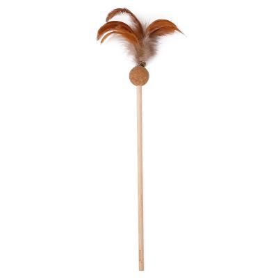 China Sustainable Fashion Cat Toys Pet Toys Interactive Cat Teaser Stick With Feather for sale