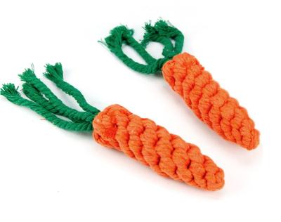 China Stocked Pet Cotton Rope Toys Carrot Bite Resistant Teeth Cleaning Dog Chewing Toy Puppy Dog Interactive Toy for sale