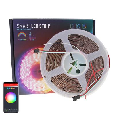 China Residential Waterproof LED Light Strips Color Changing 5050 RGBIC Music Sync Tuya App Controller Remote Smart Strip Lights for sale