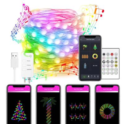 China Residential App Remote Control Christmas DC 5V USB Tuya Decoration Holiday Fairy Lights Smart String LED for sale