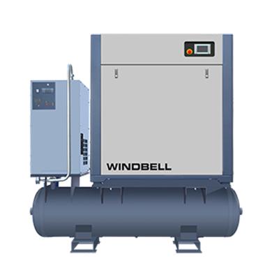 China Small OIL-LESS 7.5kw 11kw 15kw industrial silent electric rotary screw air compressor with dryer and tank for sale