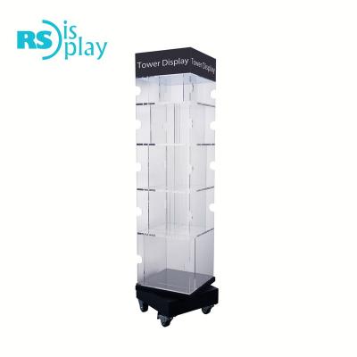 China Revolving & movable rotating acrylic floor display stand for bookstore for sale