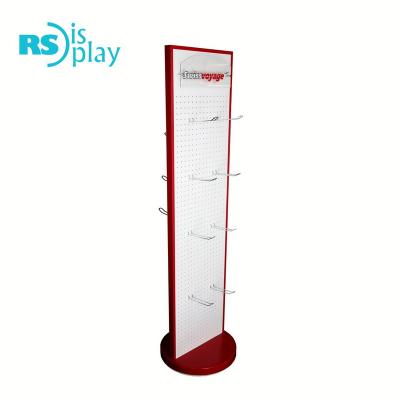 China Double Sided Floor Display Stands Rotary Metal Pegboard Rack for sale