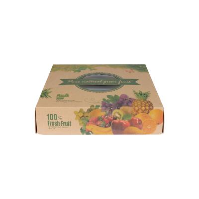 China Custom Logo Recyclable Shipping Corrugated Fruit Food Square Kraft Paper Box Packaging With Windows Lid for sale