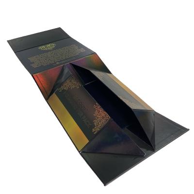 China Recycled Materials Blacken UV Coating Book Form Metallic Paper Folding Recycled Paper Box Jewelry Design Folding Box for sale