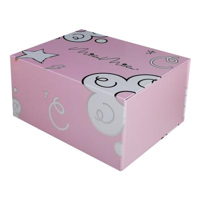 China High Quality Materials Luxury Custom Logo Recycled Glossy Folding Pink Magnetic Box for sale