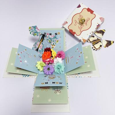 China Recycled materials wholesale handmade high quality bilateral printed birthday surprise box explosion gift boxes for sale