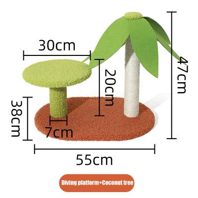 China Small Cat Climbing Frame Platform Sustainable Indoor Jumping Coconut Tree Shaped Grinding Claw Toy Pet Cat Scratch Tree for sale