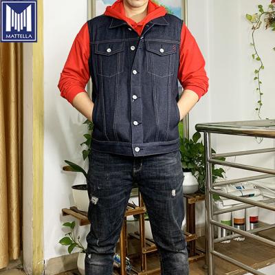 China 15oz Sustainable Customized Buttons Opening Regular Fit Design No Sashed Indigo Selvedge Denim Biker Jacket Men Invest for sale